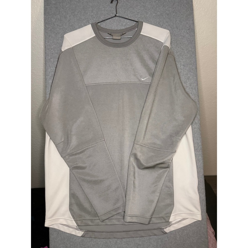 Nike Mens XL Grey White Colorblock Long Sleeve Training Top H20409SYS